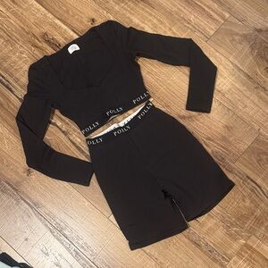 Oh Polly Black Long Sleeve Playsuit
